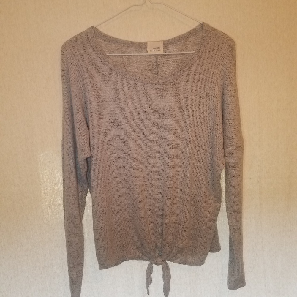 Caution to the Wind Grey Sccop Neck Sweater Medium